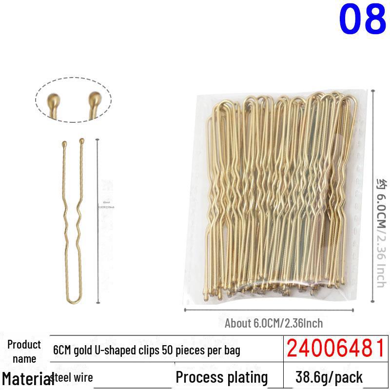 50 Black U-Shaped Hair Clips: Thick Head Ornaments and Hair Accessories for Women