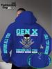 Gen X Totenkopf Knochen Rock Geste Print Herren Hip Hop Sportlicher Hoodie, Seiten Vertikaler Buchstaben Slogan Rückendesign, Locker Punk Street Sweatshirt