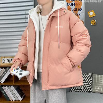 Vêtements d'hiver rembourrés en coton pour hommes, nouveau tendance, fausse pièce deux épaisseurs, à capuche, vêtements en pain pour hommes, vestes rembourrées en coton