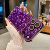 Square Rhinestone Shell Texture Phone Case for iPhone 16/17 Pro Max