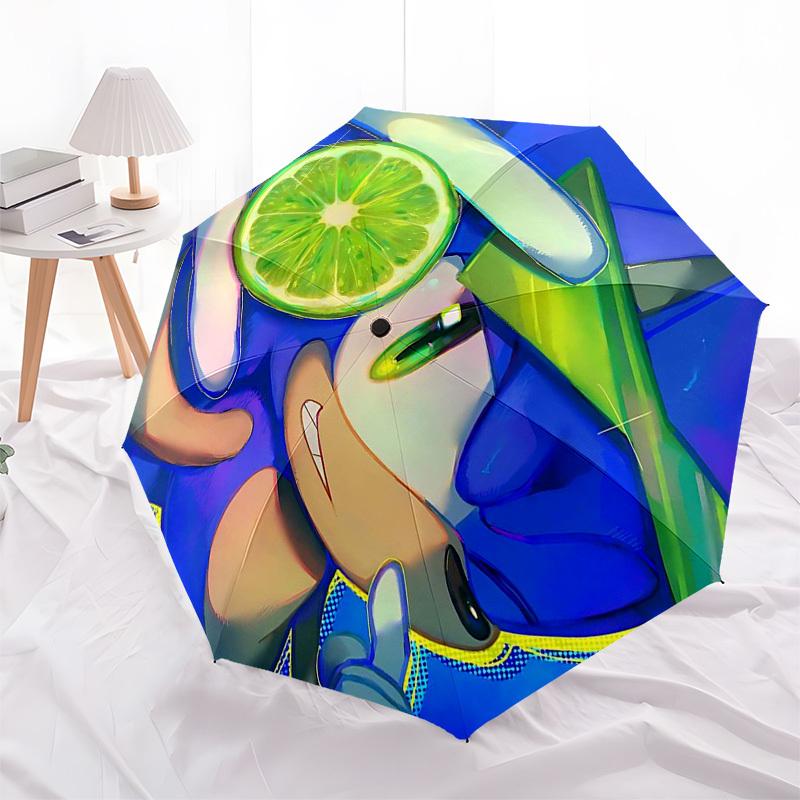 1pc Lime Slice Design Automatic Folding Umbrella with 3-Fold Design, 8-Bone Iron Frame Outdoor for Fans, Travelers, Daily Use, Gift Idea.R017
