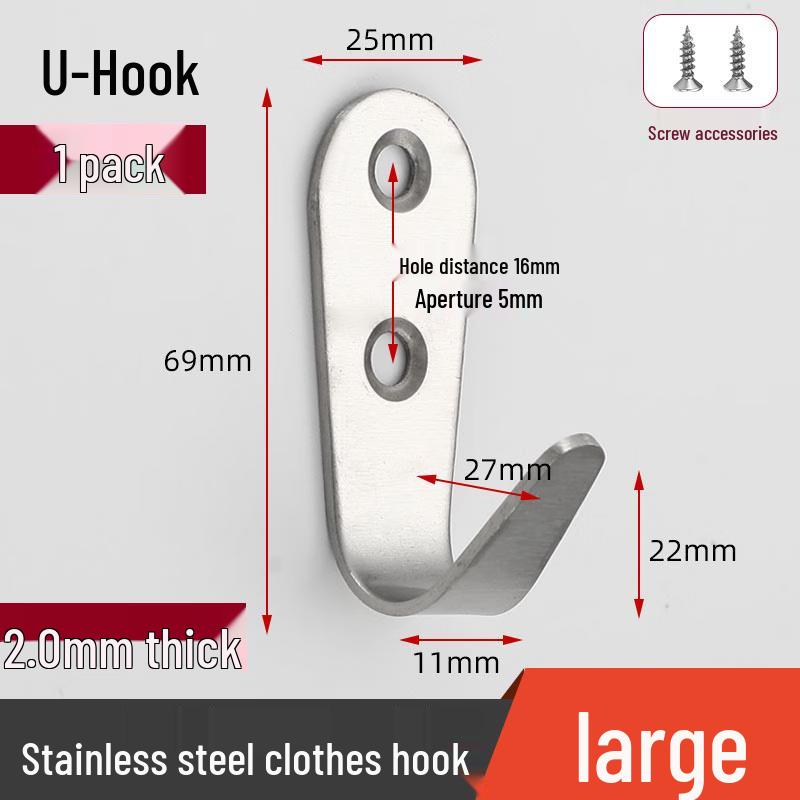 

Outdoor Heavy-Duty Stainless Steel U-Shaped Hooks with Screws, 10-Pack