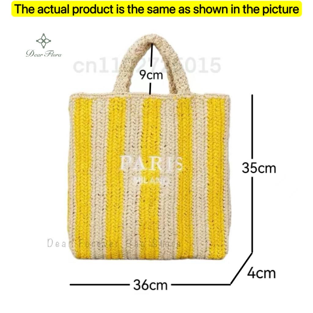 Women'S Fashion Large Capacity Handmade Straw Knitting Tote Bag Summer Travel Beach Shoulder Bags Casual Simple Portable Handbag