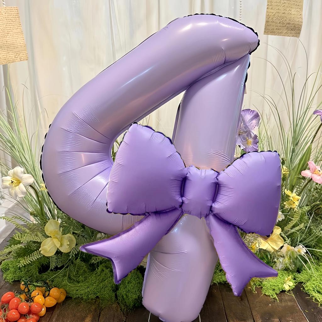 Bow 40inch Cream Purple Number 0-9 Balloon Children Adult Birthday Decoration Festive Party Supplies Anniversary Balloon
