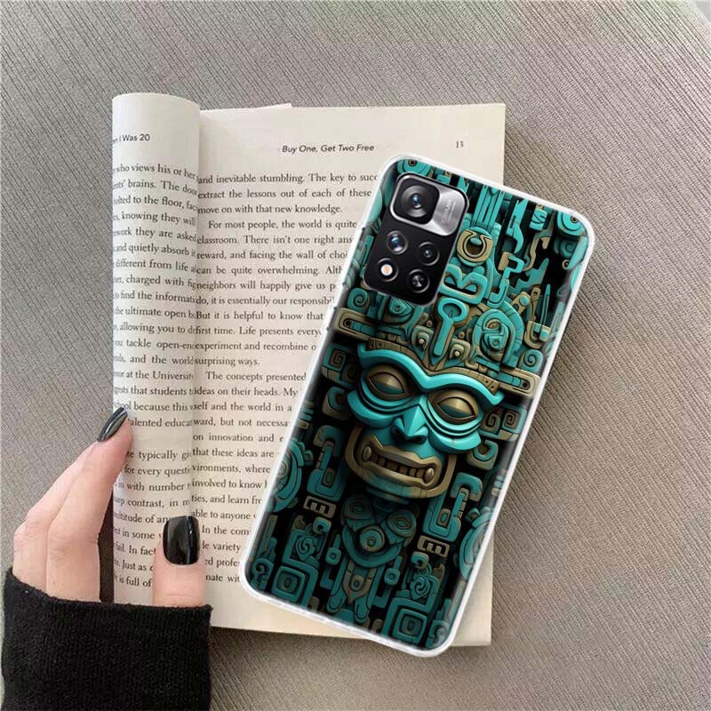 Husă Telefon Piatră Aztecă Maya Pentru Redmi Note 13 12 Pro Plus 14 15 Pro 5G 11 11T 11E 11S 10 Pro 10S 9 9S Cover Cell TPU Transparent Capa
