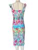 2025 Summer French Floral Midi Dress with Elegant Sling and Slit Design