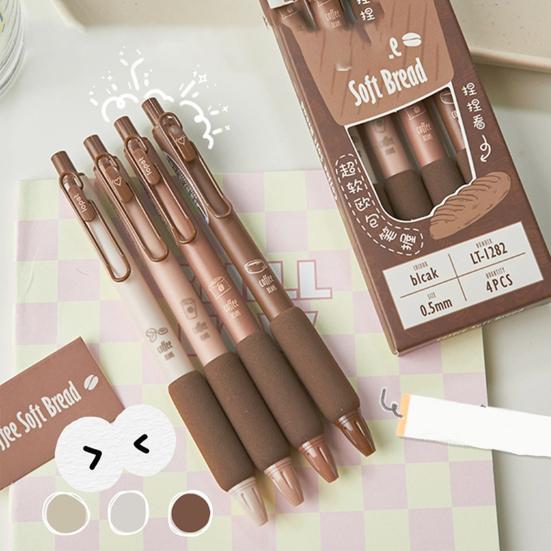 4 pezzi penna gel ST pennino da 0,5 mm modello caffè stampa firma cancelleria ufficio divertente penna a sfera forniture per studenti