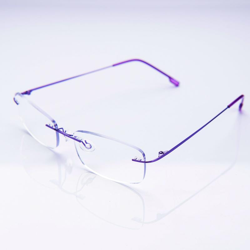 Memory Flexible Rimless Frame Eyeglasses Men Women Blue Light Blocking Prescription Glasses Colorful Blue Pink Pueple Frame