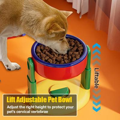 Liftable Suction Cup Pet Bowl Adjustable Height Food And Water Dish Elevated Pet Feeder Bowl for Cats Dogs To Protect Cervical Spine