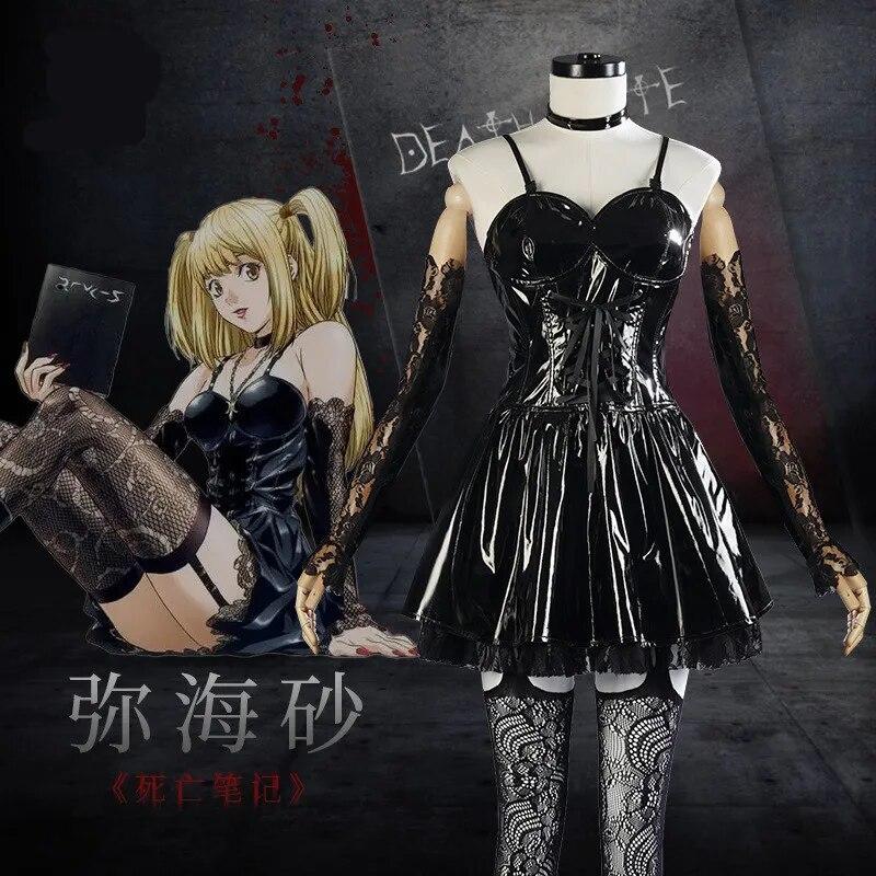 

Аниме Death Note Misa Amane Косплэй костюм для взрослых женские наряды для девочек из искусственной кожи милые чулки платье на Хэллоуин перчатки