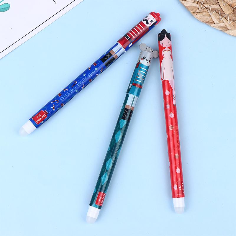 Cartoon Erasable Gel Pens Christmas Edition Pens With Eraser For Students Writing Pen Stationery Birthday Year Gift