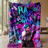 Graffiti LOLPrinted Flannel Blanket Cozy Skin-Friendly Warm Throw for Couch Bed Indoor Daily Use