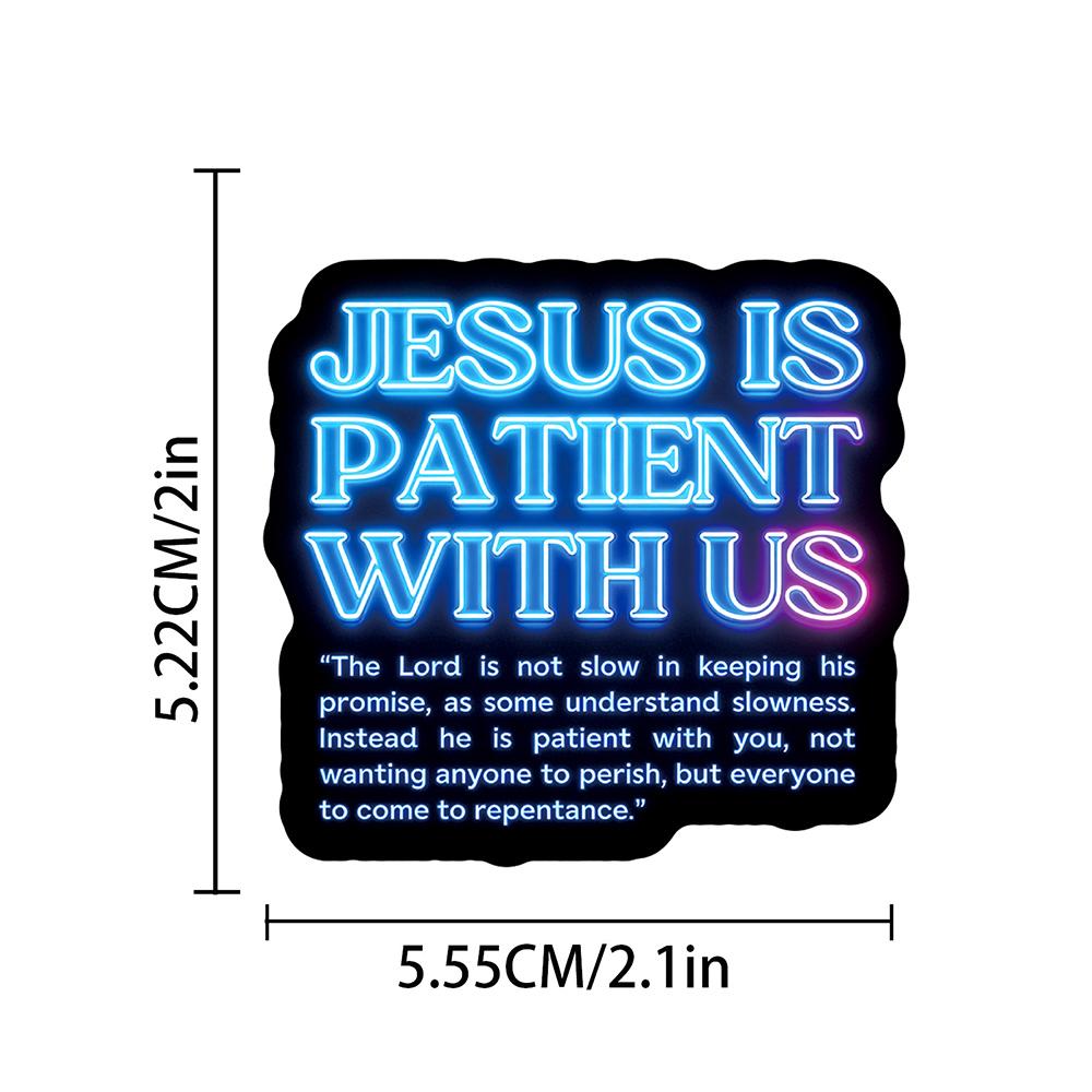 10/30/50 Stück Neon-Stil Blau Jesus Spruch Aufkleber Bibelvers Glaube Aufkleber Kreuz Wörter Aufkleber Graffiti Wasserflaschen Laptop