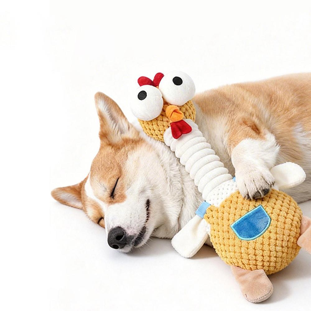 Plush Chicken Dog Toy with Squeaker, for Small and Medium Dogs, Multicolor Tug and Fetch Chew Rooster Toy