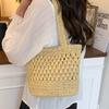 Large Capacity Straw Woven Tote Bag New Straw Bag Handmade Hollow Woven Bag Shoulder Fashion Tote Bag Vacation Beach Bag Women