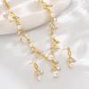 Elegant Pearl & Rhinestone Leaf Jewelry Set for Brides