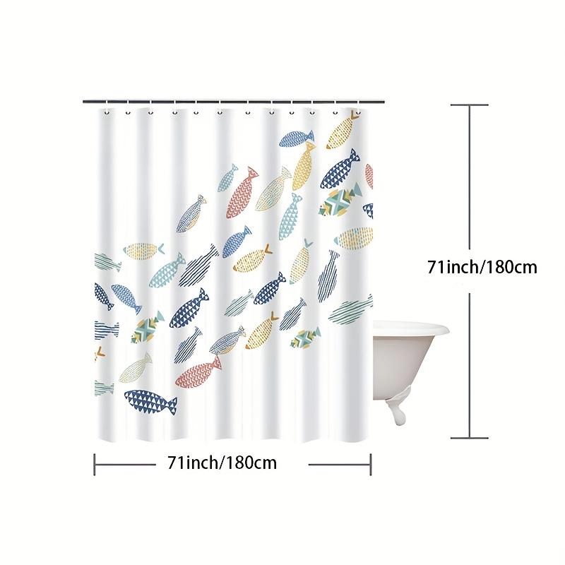 1pc Colorful Fish Shower Curtain, Ocean Swiming Fishes Cartoon White Minimalist Shower Curtains Decor for Bathroom Set