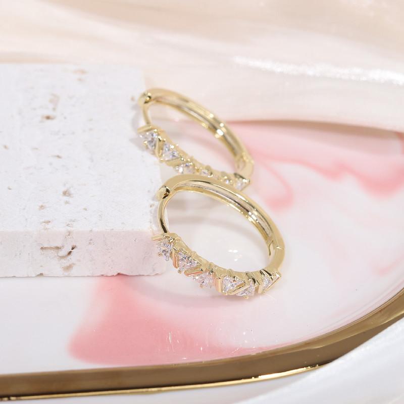 Design creativ simplu cercel pătrat cu închizătoare aur real 14K cupru rafinat incrustat cu zirconiu cercei pentru femei Zirconiu