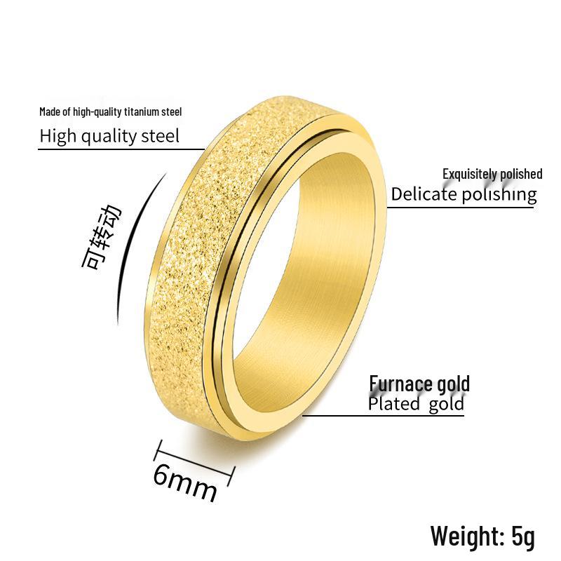 Personalized Matte Titanium Steel Rotatable Ring – Unisex, Fashionable Couple Jewelry, Ins Style