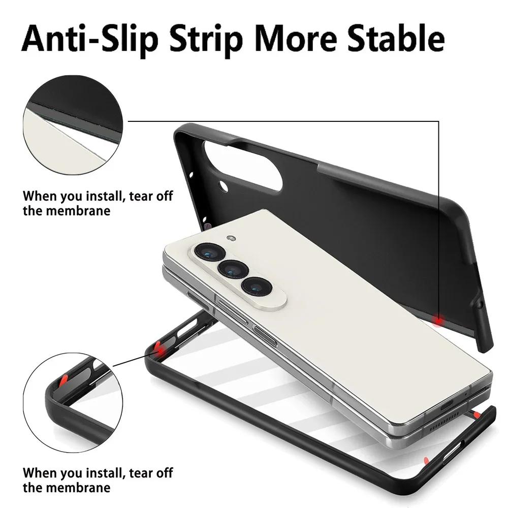 For Samsung Galaxy Z Fold 6 5 4 Fold6 Fold5 Fold4 5G Magnetic Phone Case with Screen Protector Shockproof Pu Leather Full Cover