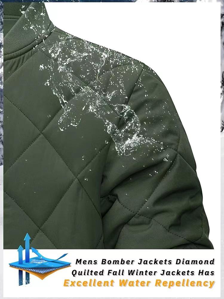 2024 Men's Autumn/Winter Stand Collar Diamond Quilted Jacket - Lightweight, Warm, and Trendy