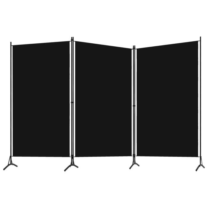 VidaXL Paravent 3 Panneaux, 260x180 cm, Tissu Polyester &amp; Structure en Fer, Noir, Écran de Confidentialité Pliable, Cloison 320734