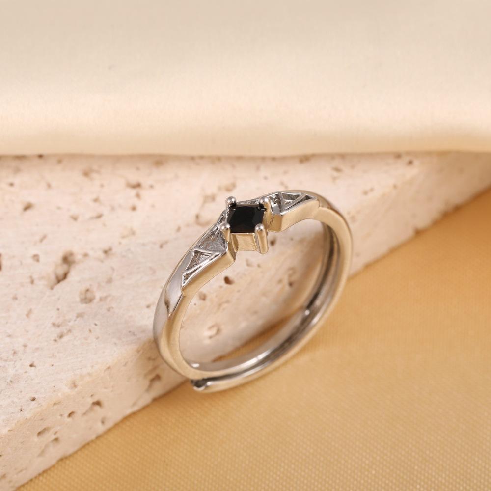 Angel and Devil Couple Rings: Creative Halloween Black Zircon Bands for Women