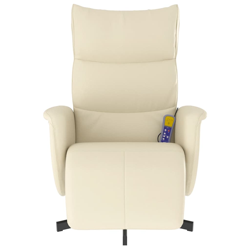 Massage Chair with Footrest Cream Faux Leather