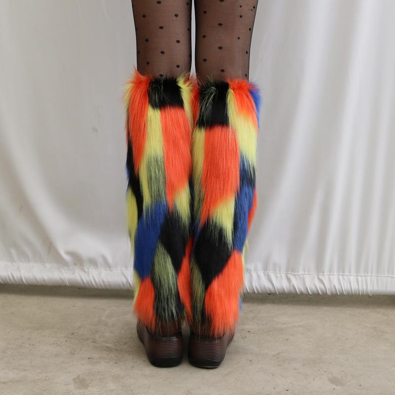 Pelz-Beinwärmer Damen flauschige Sockenabdeckung neue Imitation Fuchsfell Winter Kniepolster Beinabdeckung vielseitige Fußabdeckung warme Schuhabdeckung Trend