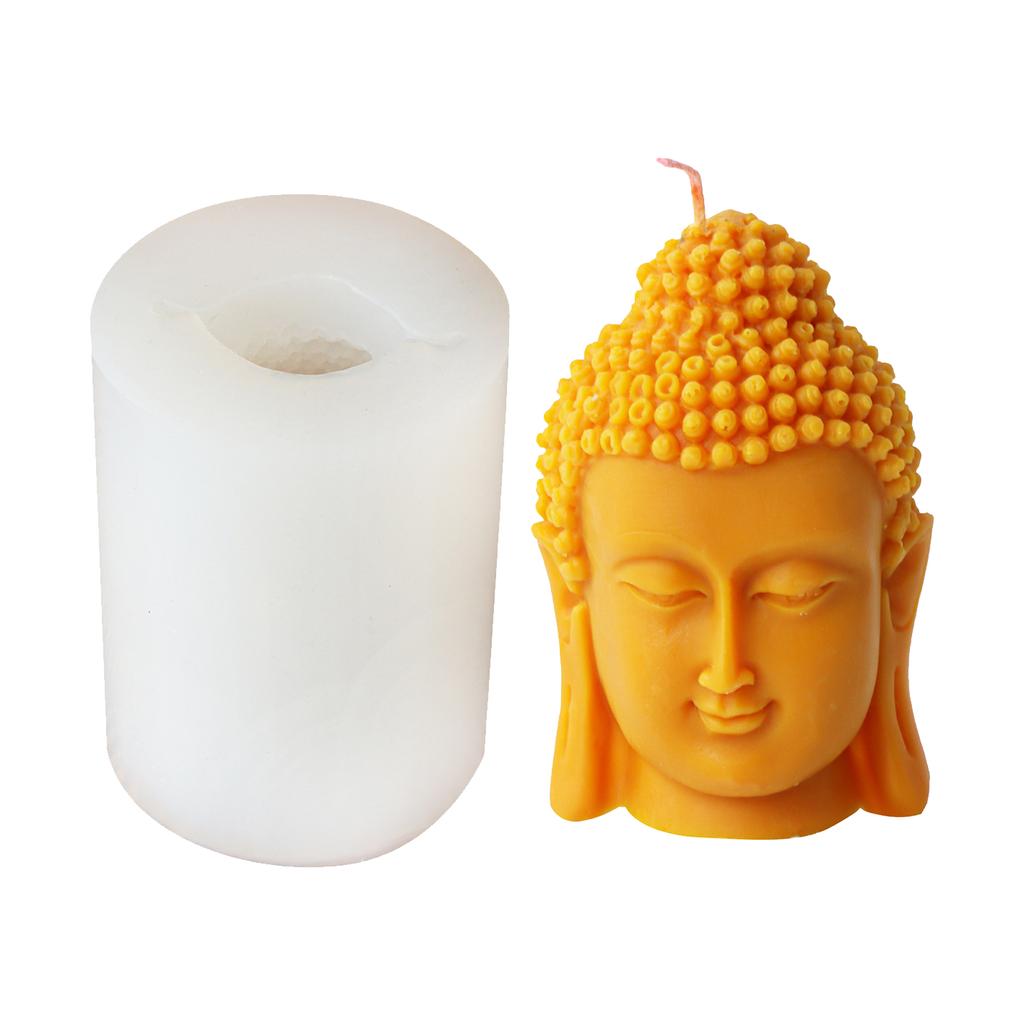 3D Buddha Head Candle Mold Silicone Meditation Buddha Head Shaped Mold Candle Creative Candle Making Silicone Moulds