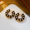 French Romantic Retro Enamel Round Hoop Earrings Colorful Dripping Oil Huggies For Women Elegant Party Jewelry