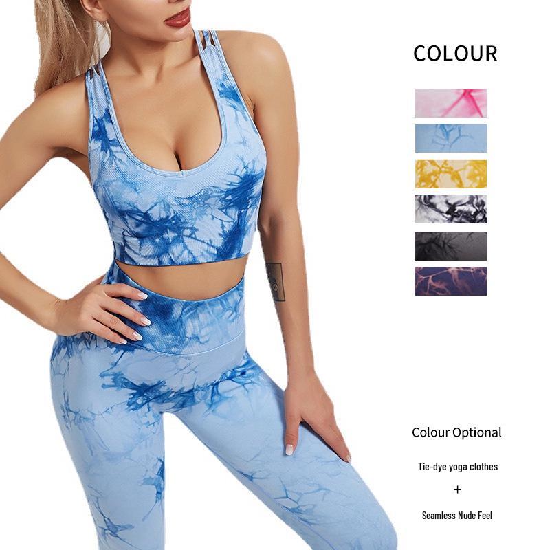 European & American Tie-Dye Seamless High-Waist Tummy Control Yoga Set