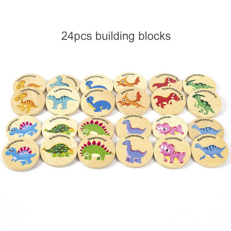 Dinosaur Matching Game Children's Puzzle Dinosaur Cognitive Concentration Memory Training Wooden Educational Toys For Children