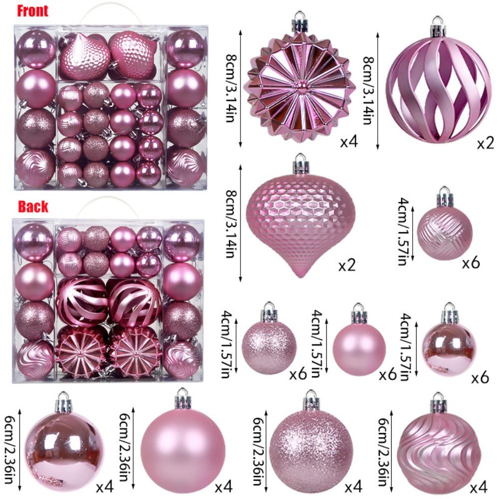 48PCS High-quality Plastic Christmas Ball Set 4/6/8cm Suspensable Christmas Tree Balls Solid Color Xmas Ornament Ball Party