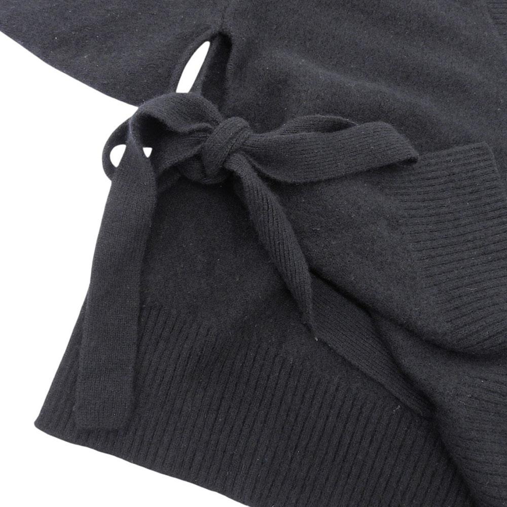 LE CIEL BLEU In Good Condition Wool X Cashmere Side Slit V-neck Knit Pullover Top for Women, Black, Size 36, 24A61415 Tops 36 blackUsed