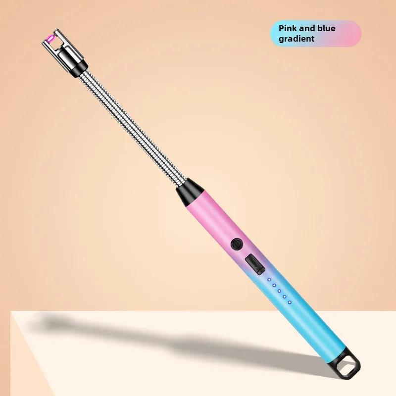 Gradient Color Windproof Electronic Pulse USB Charging Lighter Safety Ignition Switch Outdoor Kitchen Candle Electric Lighters