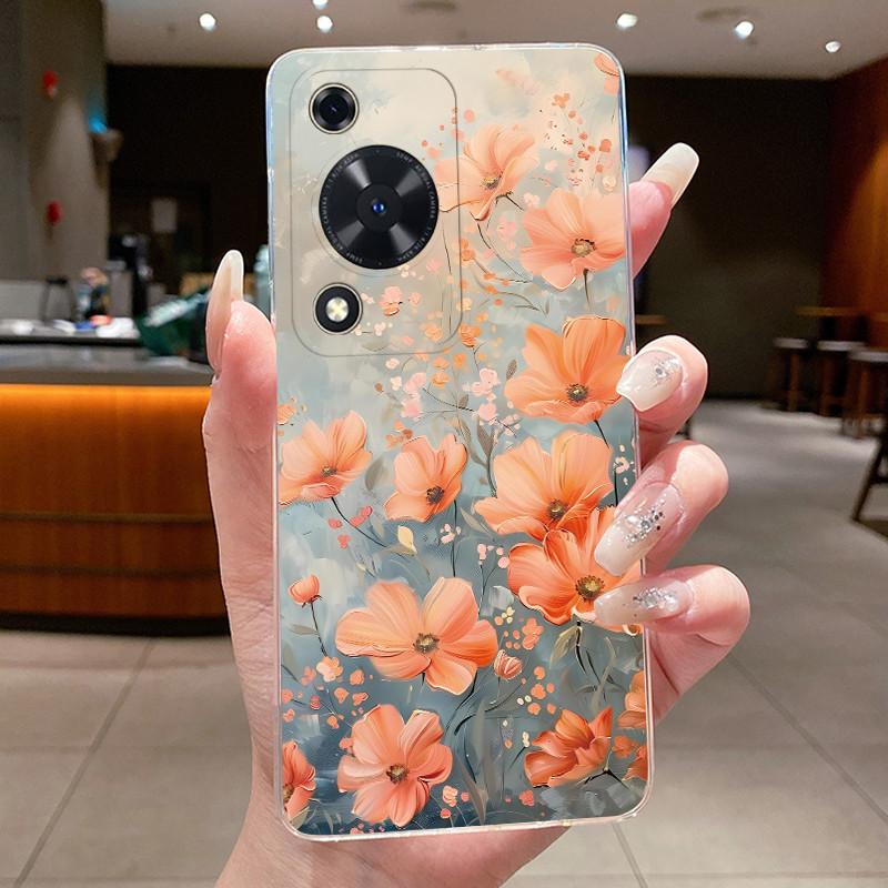 For Huawei Nova Y63 Case NovaY63 Y 63 Phone Cover Clear Silicone Fashion Flower TPU Soft Cases for Huawei Nova Y72s Back Shells