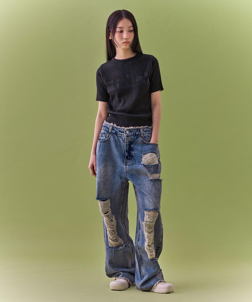 FANCY CLUB [Nf] Innocent Knit Tee_(Black)_F24Qb300