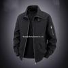 Men's Retro Pilot Lapel Cotton Jacket - Solid Color, Plus Size, Spring/Autumn Workwear Style