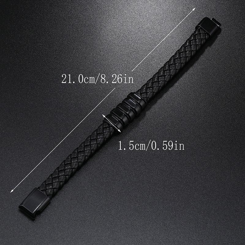 Meier Woven leather bracelet with unique alloy magnetic clasp - hip hop style, versatile bangle