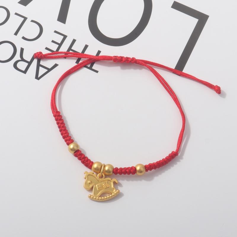 2026 Horse Year Lucky Red Rope Bracelet Chinese Style Zodiac Horse Braided Bracelet Women Fashion Jewelry
