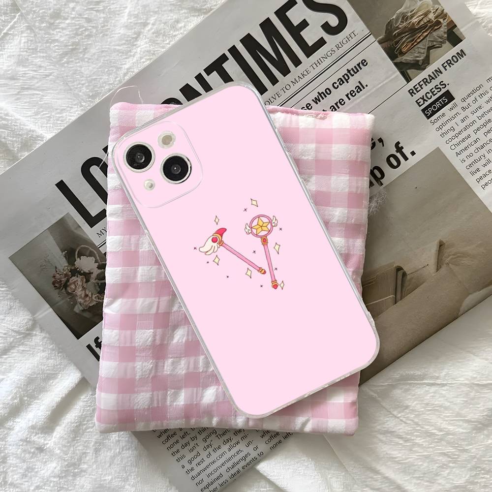 Cartoon Cardcaptor Sakura Magic Wand Moon Phone Case For IPhone 16 15 14 13 12 Mini 11 Pro XS Max X XR SE 6 7 8 Plus Soft