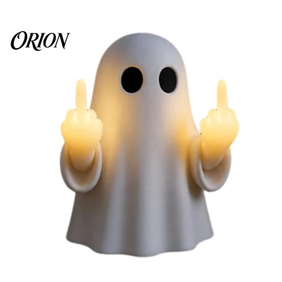 Indoor Party Atmosphere Light Halloween Ghost Middle Finger Glow Night Light, Funny LED Wall Spooky Resin Figurine Lamp, Cute Tabletop Decoration for