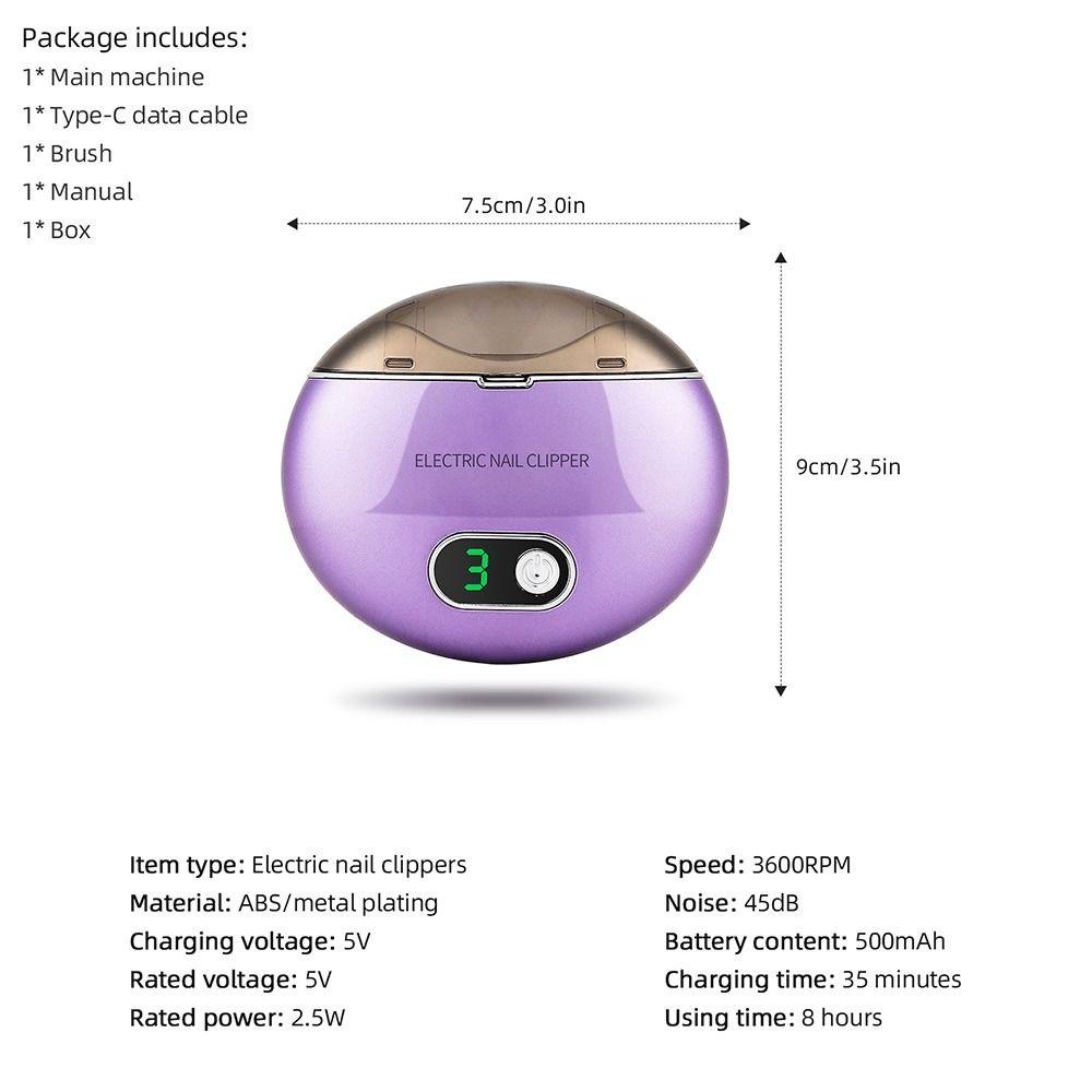 3 Speeds Automatic Nails Trimmer Low Noise Electric Nail Clipper Manicure Machine for Men Women