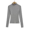 Women's Mock Neck Long Sleeve Slim Fit Top Stretch Solid Color Basic T Shirt
