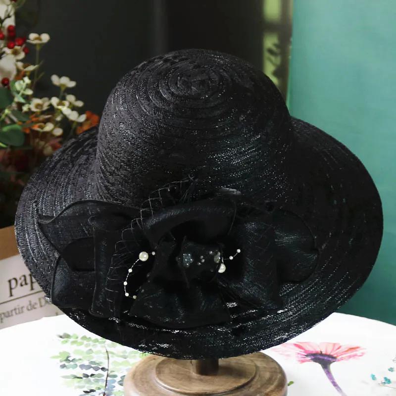 WTEMPO Women's Mesh Elegant Large Brim Foldable Hats Solid Color Casual Versatile Summer Sunscreen Beach Hats