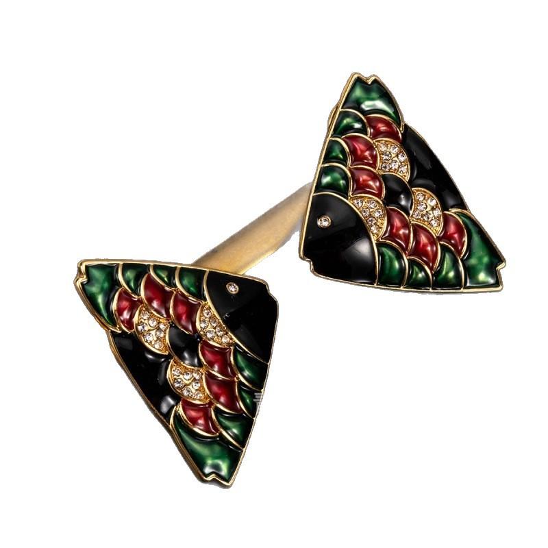 Middle Aged Earrings High Quality Small Fragrance Colorful Treasure Clown Fish High-end Feeling Old Money Style Personalized Antique Jewelry