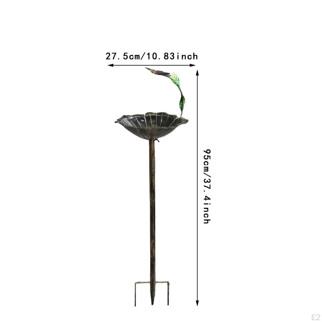 Metal Bird Bath for Outside Garden Birdbath Decor Housewarming Gift Retro Design 3 Prong Stake Base