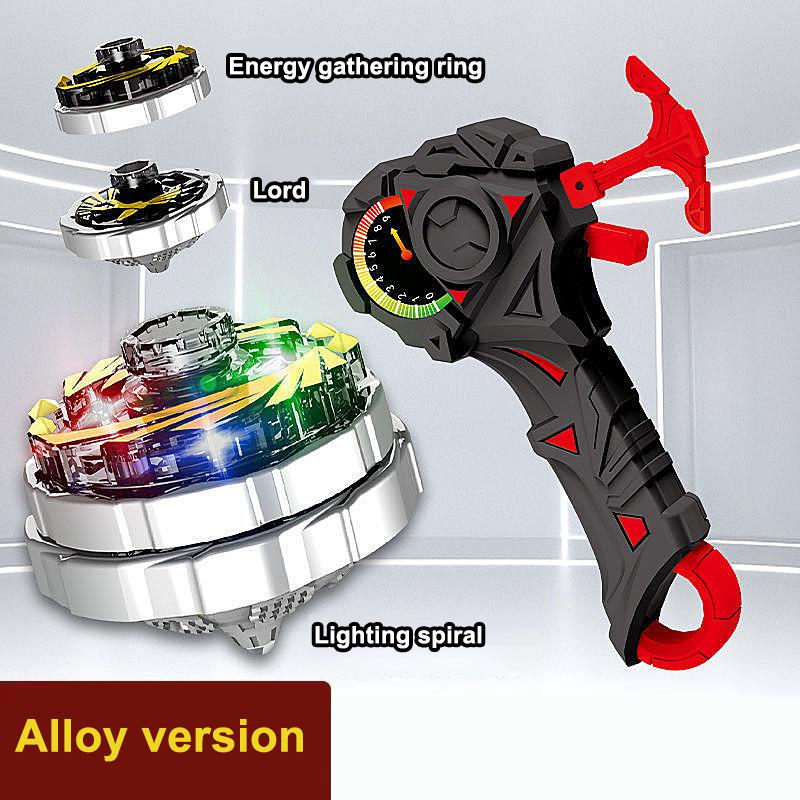1 Set Magic Glitter Spinning Top Kids Xmas Birthday Gift Luminous Combat Gyroscope Alloy Combination Light Drawstring Gyro