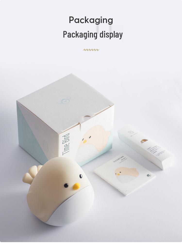 Time Bird LED Alarm Clock with USB Charging - Silent Cartoon Bedside Night Light for Bedroom or Dorm